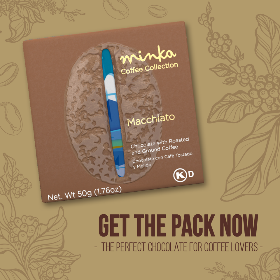 MACCHIATO MILK CHOCOLATE BAR - Arabica Coffee - Cotopaxi Volcano Postcard - All Natural - Kosher - 1.76 Oz