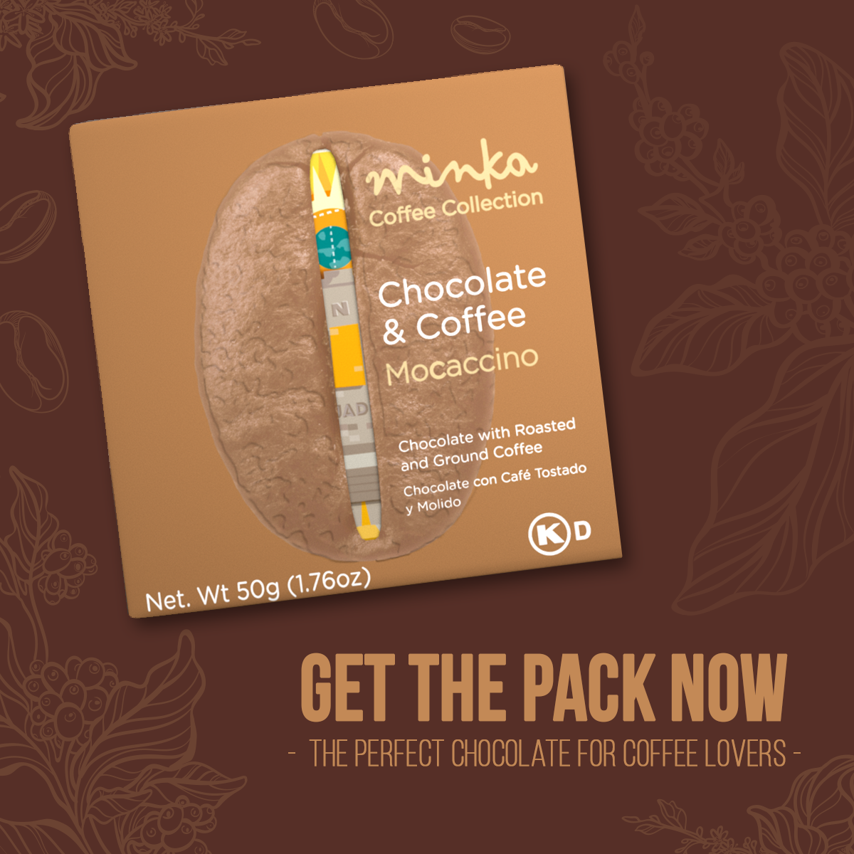 MOCHACCINO MILK CHOCOLATE BAR - Arabica Coffee - Equator Postcard