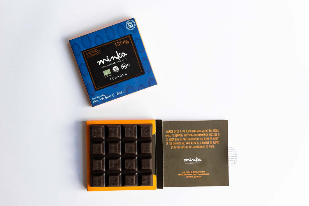 100% COCOA - ORGANIC DARK CHOCOLATE BAR - SINGLE ORIGIN - KETO - ALL NATURAL - KOSHER - 1.76 OZ