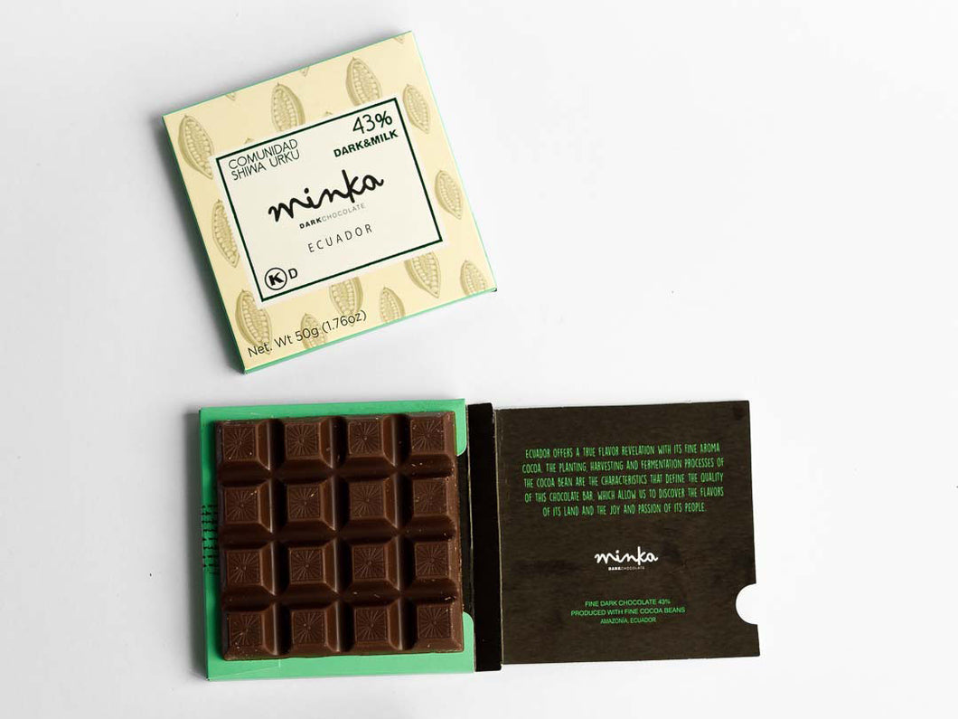43% COCOA - CHOCOLATE BAR WITH MILK - SINGLE ORIGIN - ALL NATURAL - KOSHER - 1.76 OZ