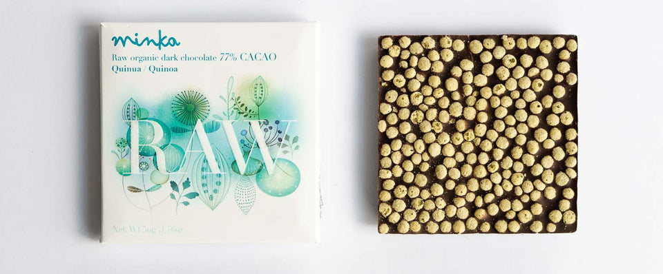 77% COCOA Organic Raw Chocolate Bar w Quinoa - Tree to Bar - All Natural - Kosher - 1.76 Oz