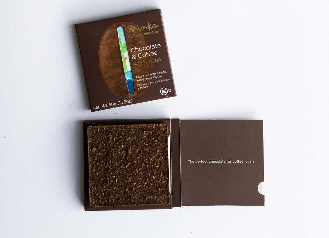 AMERICANO  CHOCOLATE BAR - Arabica Coffee - Galapagos Postcard - All Natural - Kosher - 1.76 Oz