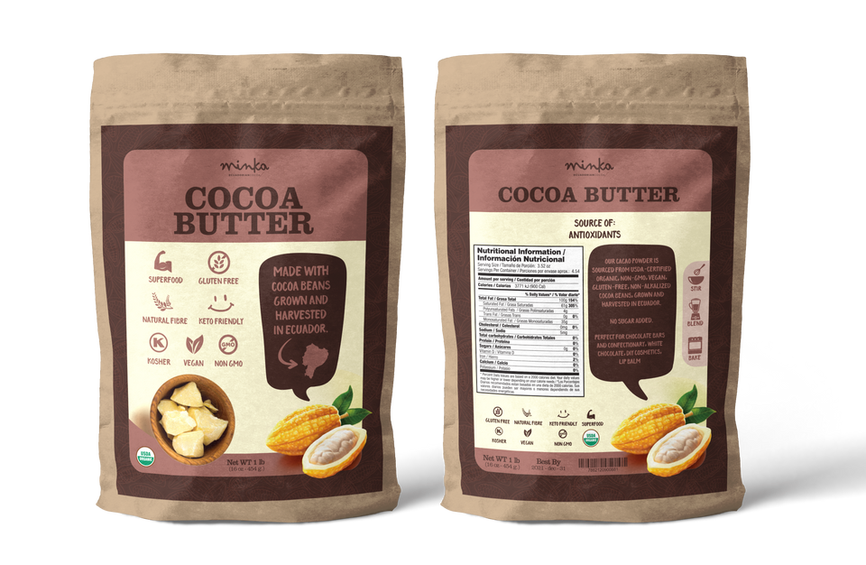 COCOA BUTTER - Organic - No Sugar - Keto - All Natural - Kosher 1 Lb