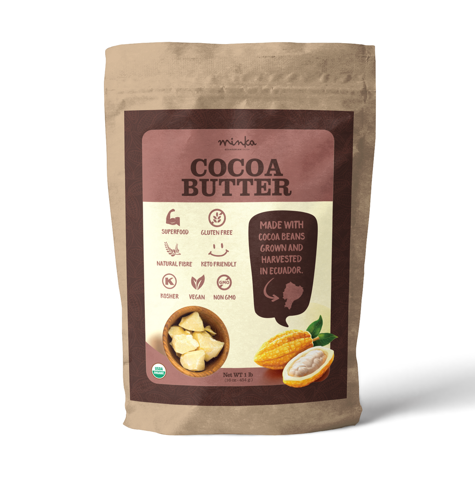 COCOA BUTTER - Organic - No Sugar - Keto - All Natural - Kosher 1 Lb