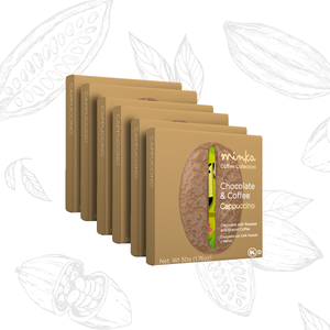 CAPPUCCINO CHOCOLATE BAR - ARABICA COFFEE - TUCAN POSTCARD - ALL NATURAL - KOSHER - 1.76 OZ X 6