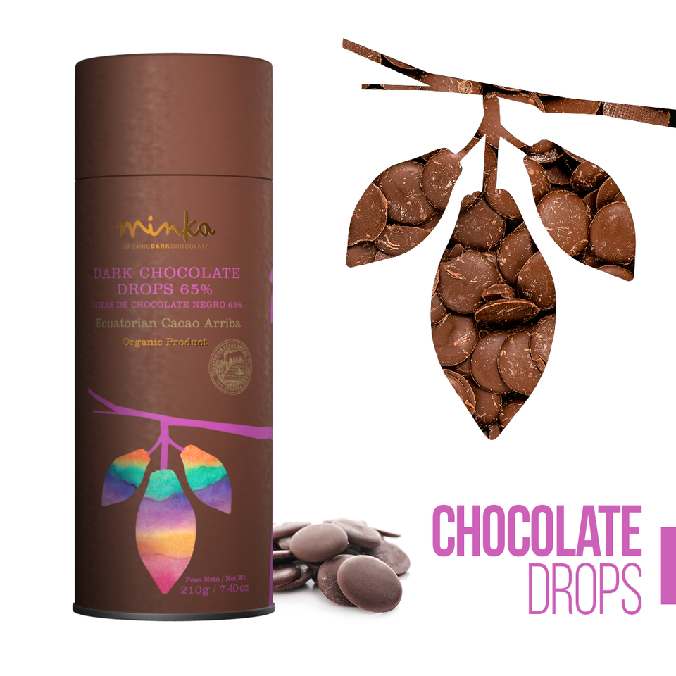 65% COCOA Organic Chocolate Drops - Vegan - All Natural - Kosher 7.4 Oz