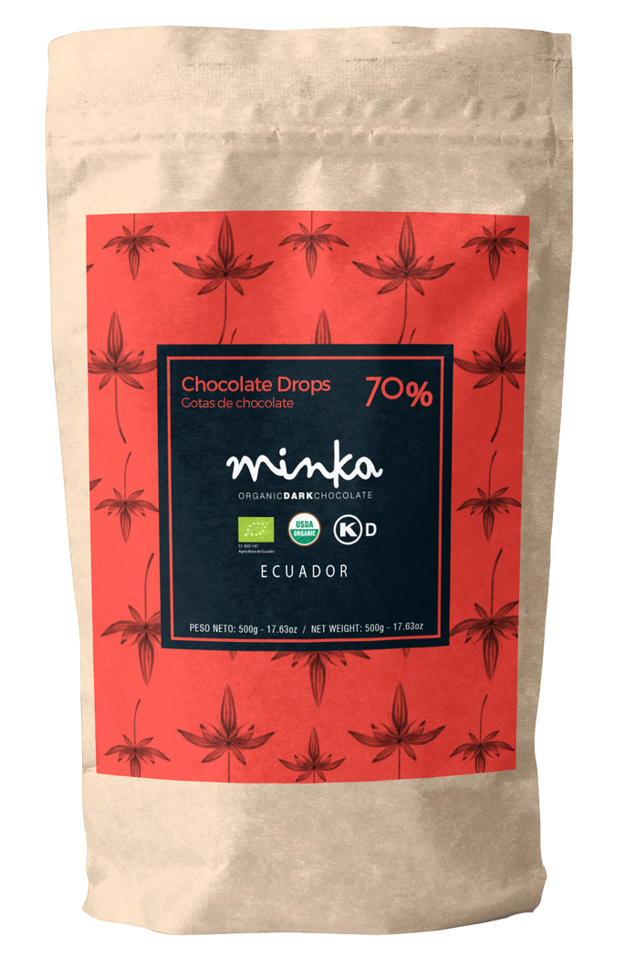70% COCOA Disc Shaped Chocolate Drops All Natural - Kosher