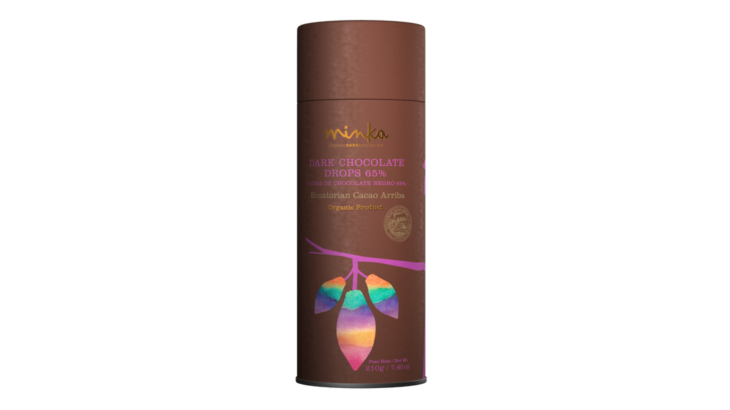 65% COCOA Organic Chocolate Drops - Vegan - All Natural - Kosher 7.4 Oz