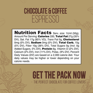 ORGANIC ESPRESSO CHOCOLATE BAR - Arabica Coffee - Condor Postcard - All Natural - Kosher - 1.76 Oz