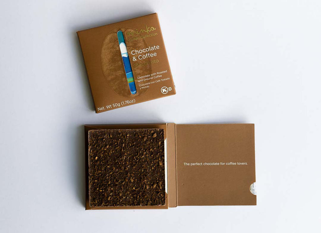 MACCHIATO MILK CHOCOLATE BAR - Arabica Coffee - Cotopaxi Volcano Postcard - All Natural - Kosher - 1.76 Oz