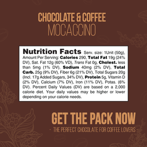 MOCHACCINO MILK CHOCOLATE BAR - Arabica Coffee - Equator Postcard - All Natural - Kosher - 1.76 Oz